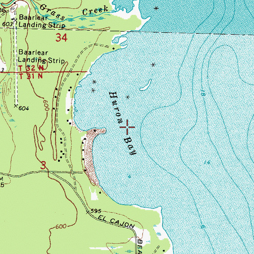 Topographic Map of Huron Bay, MI