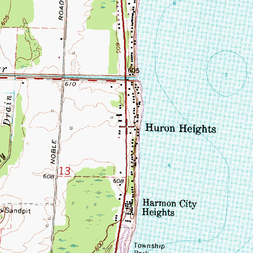 Topographic Map of Huron Heights, MI