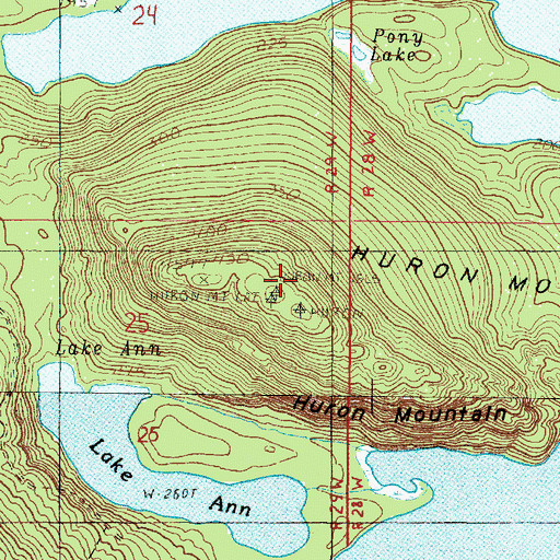 Topographic Map of Huron Mountain, MI