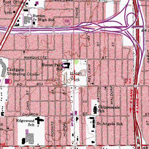 Topographic Map of Huron Park, MI