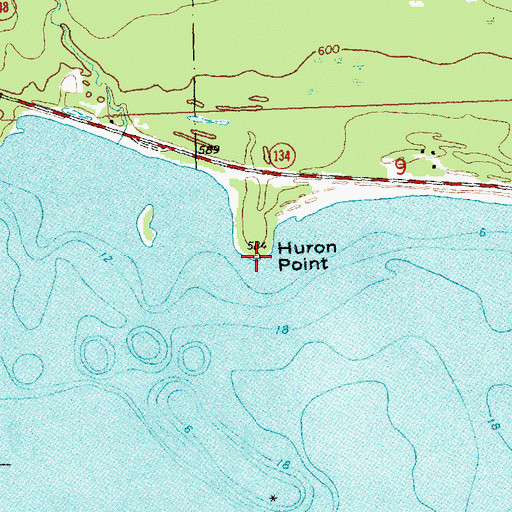 Topographic Map of Huron Point, MI