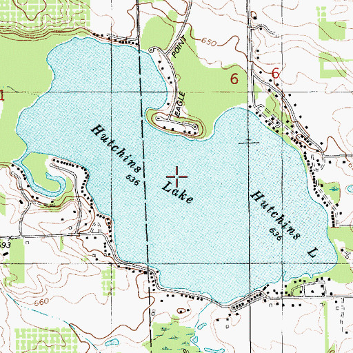 Topographic Map of Hutchins Lake, MI