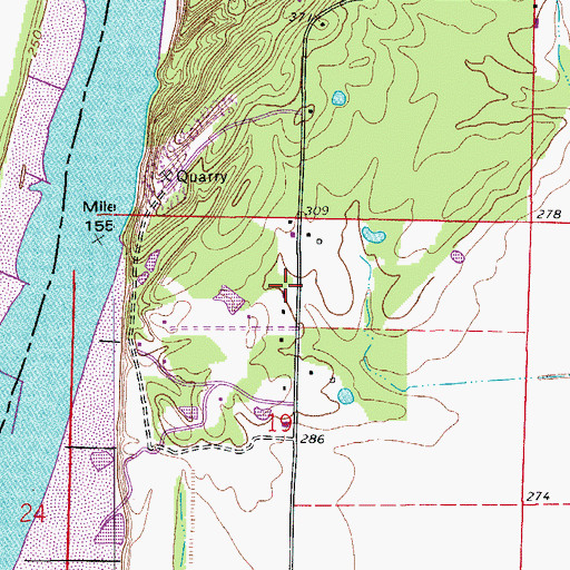 Topographic Map of Red Hill School (historical), AR