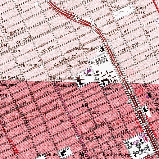 Topographic Map of Hutchins School, MI