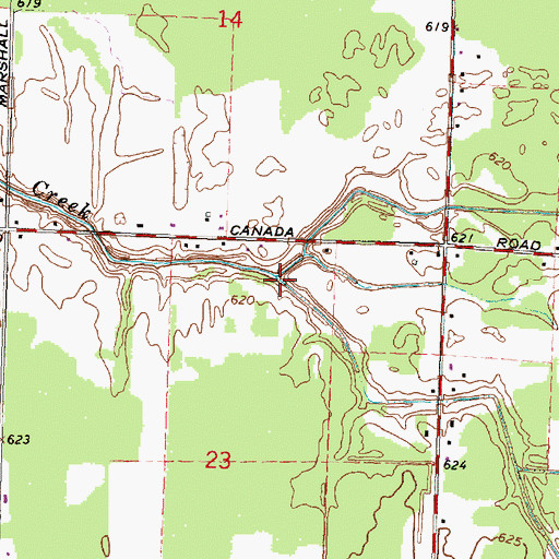 Topographic Map of Hutchinson and Young Drain, MI