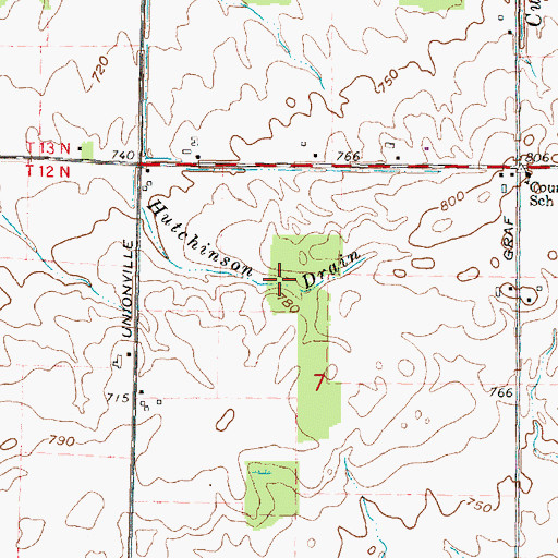 Topographic Map of Hutchinson Drain, MI