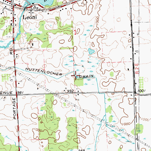 Topographic Map of Huttenlocher Drain, MI