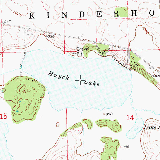Topographic Map of Huyck Lake, MI