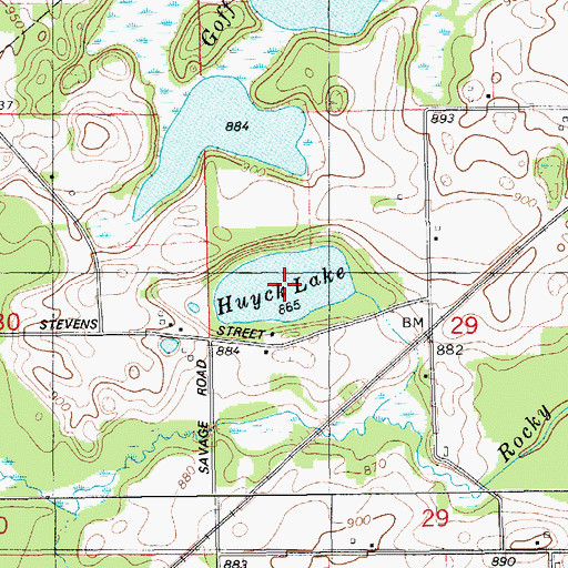 Topographic Map of Huyck Lake, MI