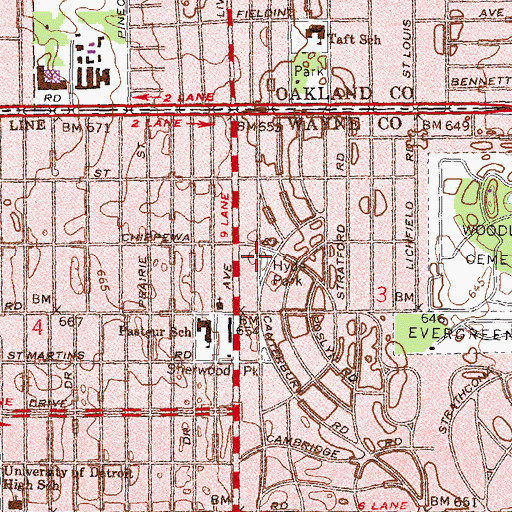 Topographic Map of Hyde Park, MI
