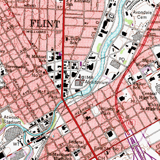 Topographic Map of IMA Auditorium, MI