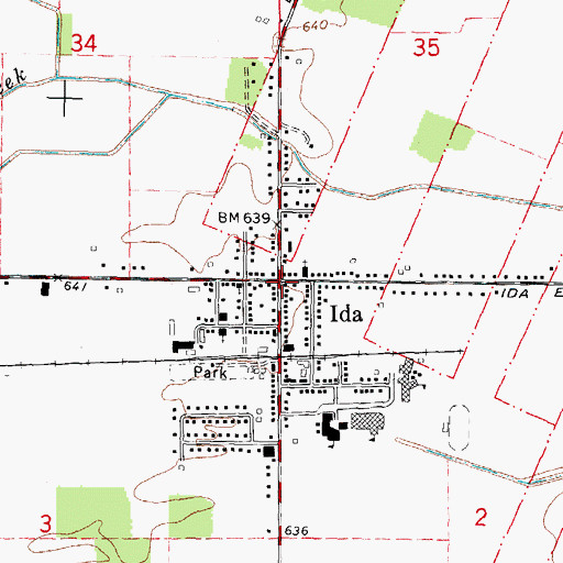 Topographic Map of Ida, MI