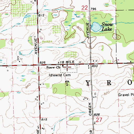 Topographic Map of Idlewild Cemetery, MI