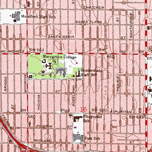 Topographic Map of Immaculata High School, MI