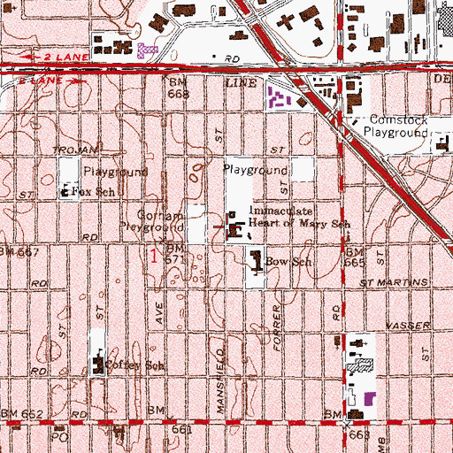 Topographic Map of Immaculate Heart of Mary School, MI