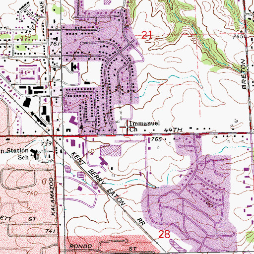 Topographic Map of Immanuel Church, MI