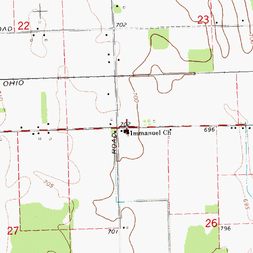Topographic Map of Immanuel Church, MI