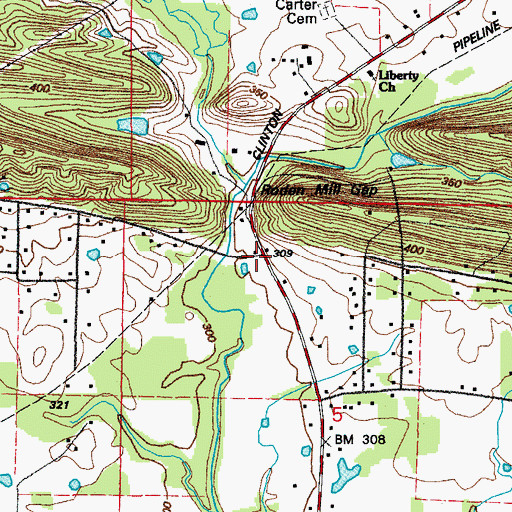 Topographic Map of Rodans Mill (historical), AR