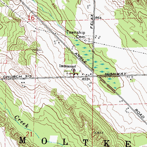 Topographic Map of Immanuel Church, MI