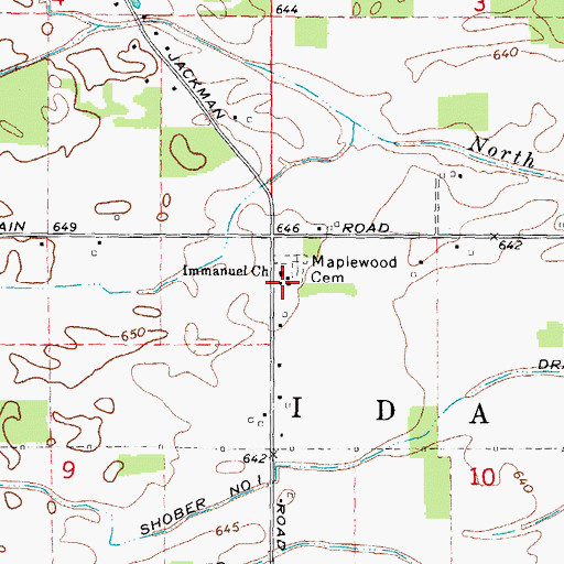 Topographic Map of Immanuel Church, MI