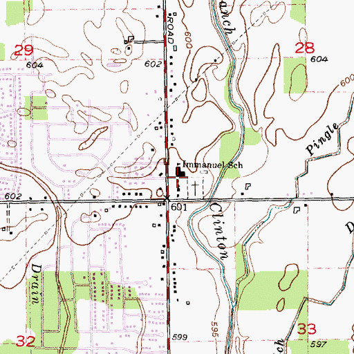 Topographic Map of Immanuel Lutheran School, MI