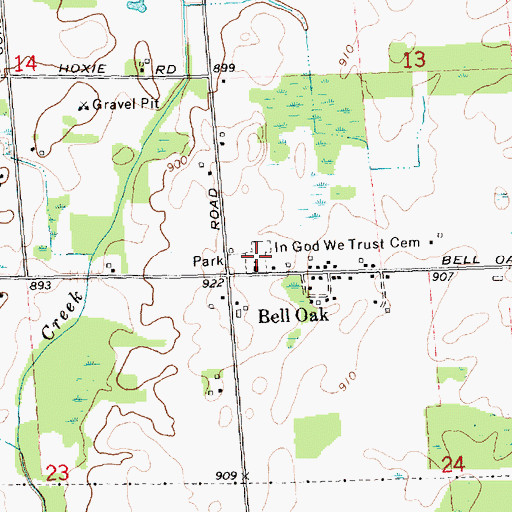 Topographic Map of Bell Oak Cemetery, MI
