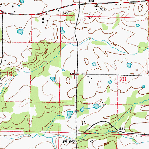Topographic Map of Rowlett (historical), AR