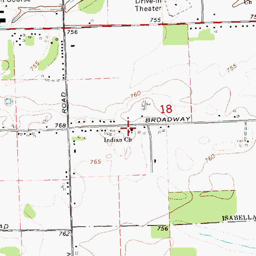 Topographic Map of Indian Church, MI