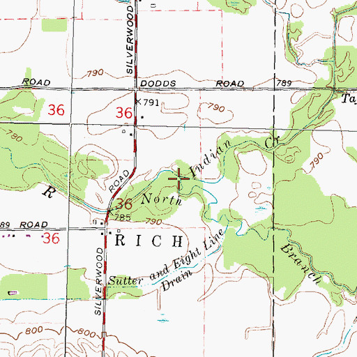 Topographic Map of Indian Creek, MI