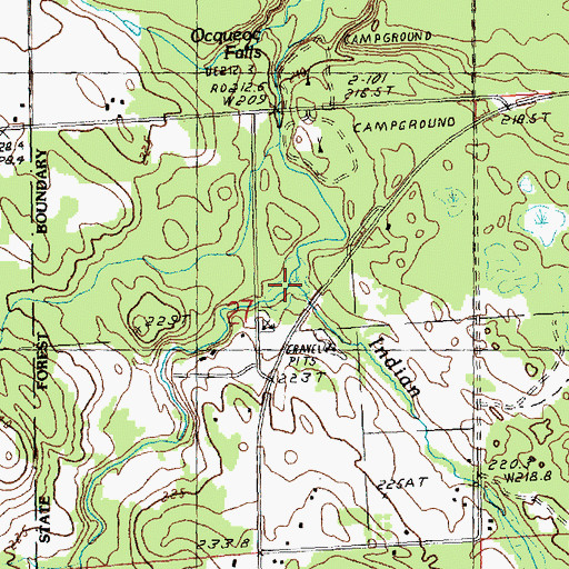 Topographic Map of Indian Creek, MI