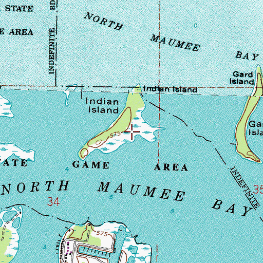 Topographic Map of Indian Island, MI