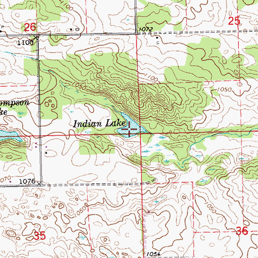 Topographic Map of Indian Lake, MI