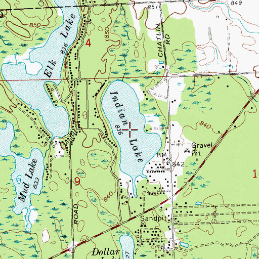 Topographic Map of Indian Lake, MI