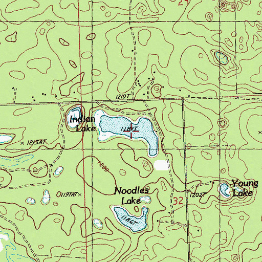 Topographic Map of Indian Lake, MI