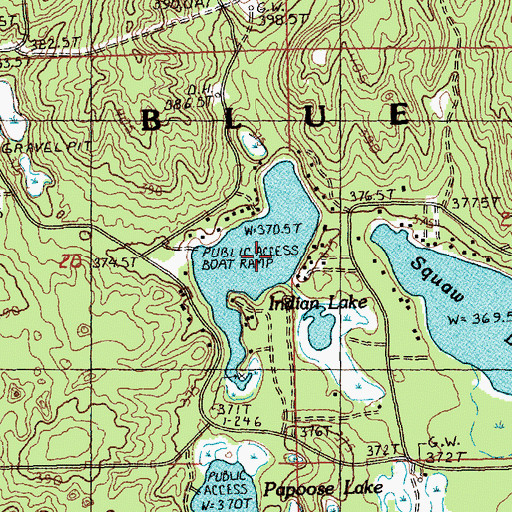 Topographic Map of Indian Lake, MI