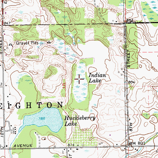 Topographic Map of Indian Lake, MI