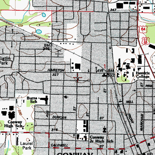 Topographic Map of Saint Peters Episcopal Church, AR