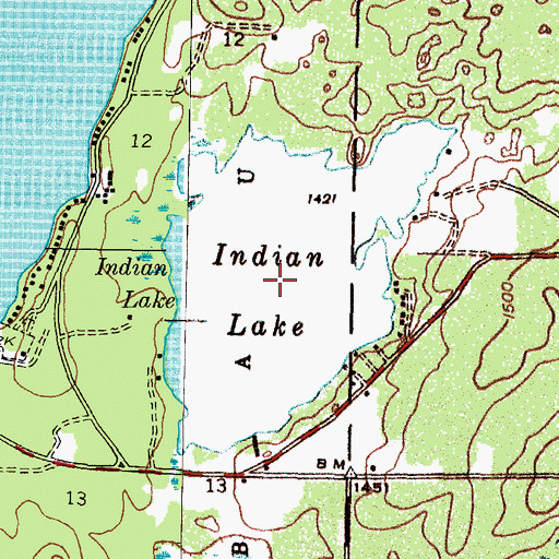 Topographic Map of Indian Lake, MI
