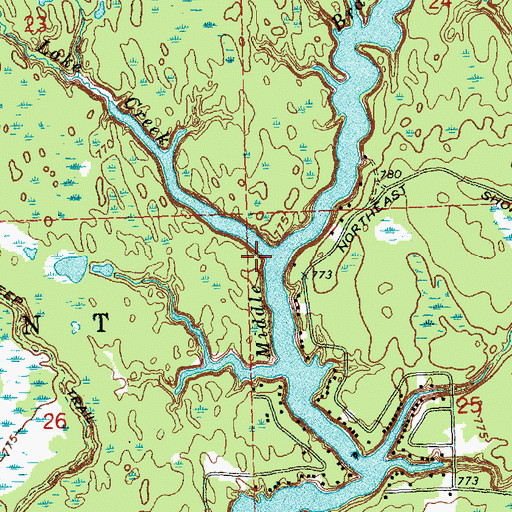 Topographic Map of Indian Lake Creek, MI