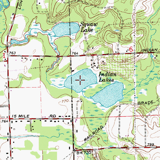 Topographic Map of Indian Lakes, MI