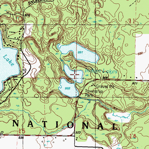 Topographic Map of Indian Lakes, MI
