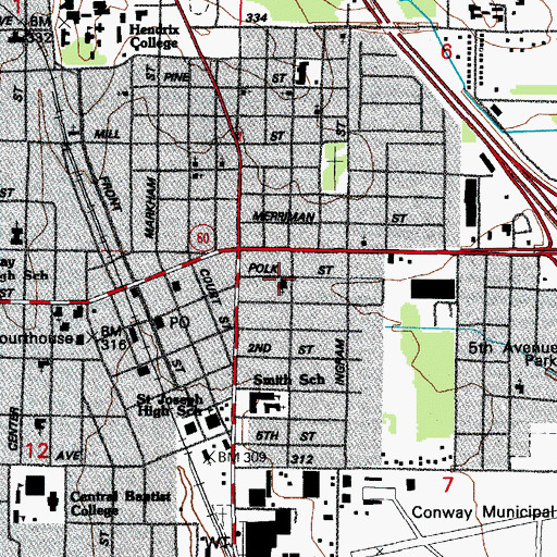 Topographic Map of Second Baptist Church, AR