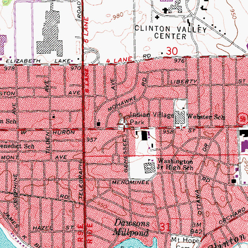 Topographic Map of Indian Village Park, MI