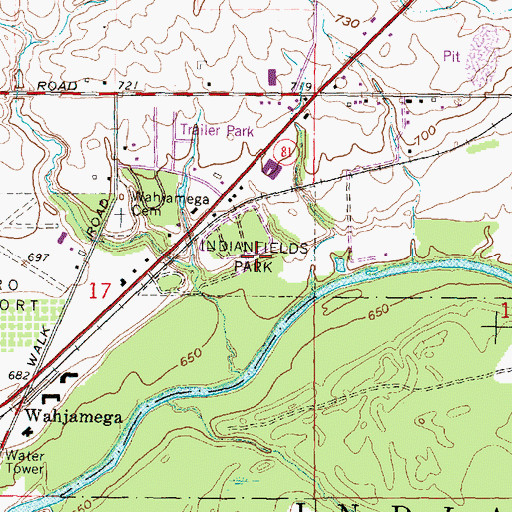 Topographic Map of Indianfields Park, MI