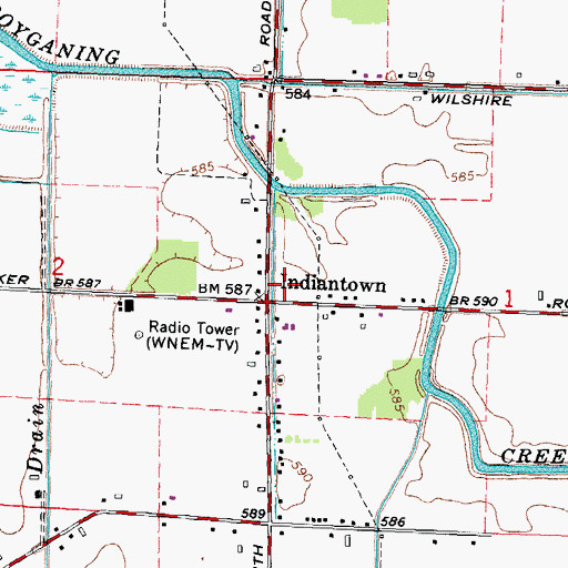 Topographic Map of Indiantown, MI