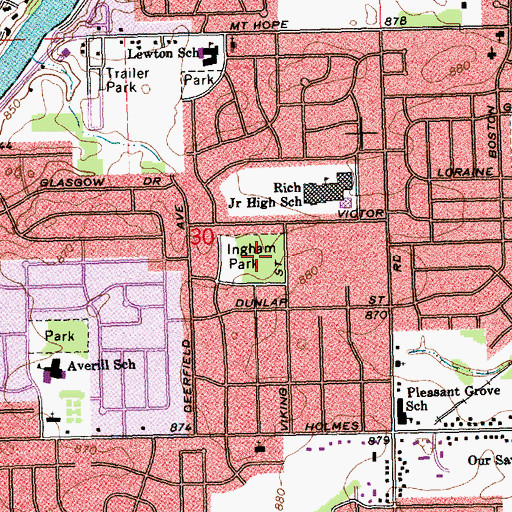 Topographic Map of Ingham Park, MI