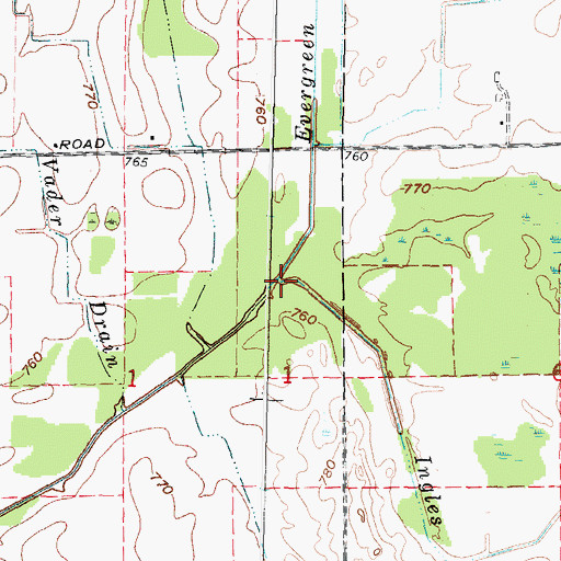 Topographic Map of Ingles Drain, MI