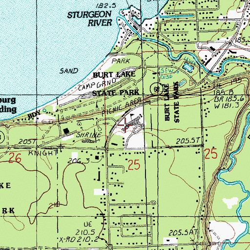 Topographic Map of Inland Lakes School, MI