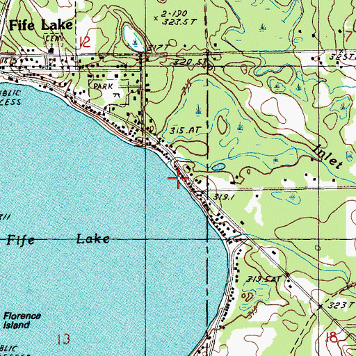 Topographic Map of Inlet Creek, MI
