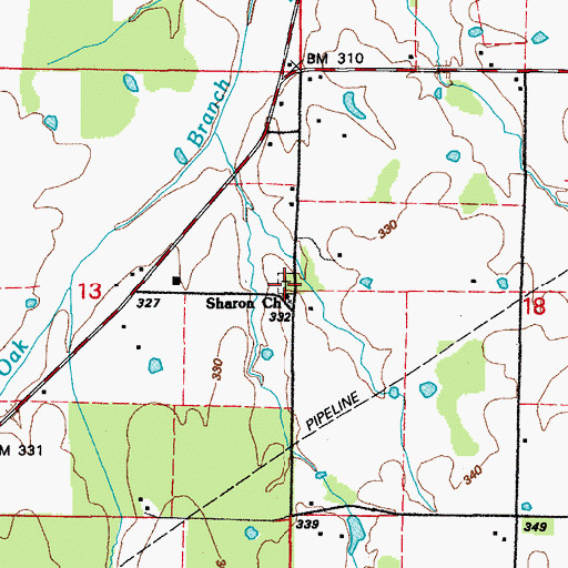 Topographic Map of Sharon Cemetery, AR